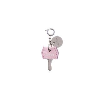 Leather Key Charm Piccolo Powder Pink