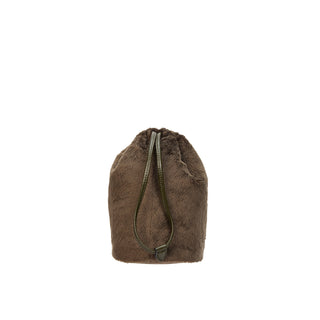 Perfec Drawstring Fur Pouch Funky Khaki