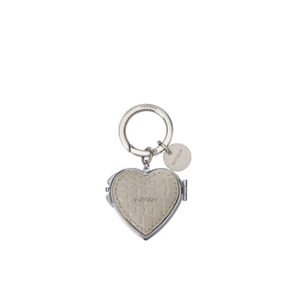 Heart Pocket Mirror Charm Beige
