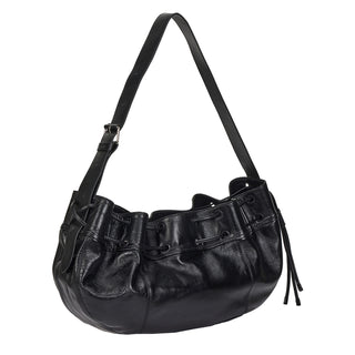 Perfec Wave String Leather Hobo L Black