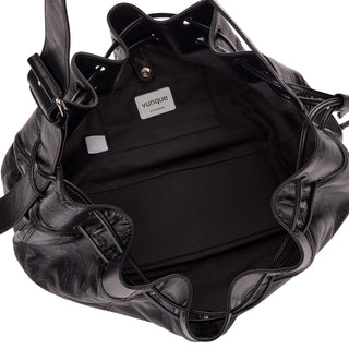 Perfec Wave String Leather Hobo L Black