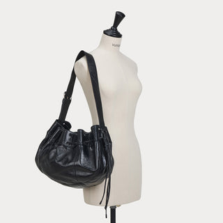 Perfec Wave String Leather Hobo L Black