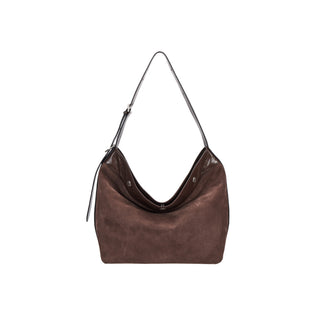 Perfec Button Up Soft Suede Hobo S Rum Brown