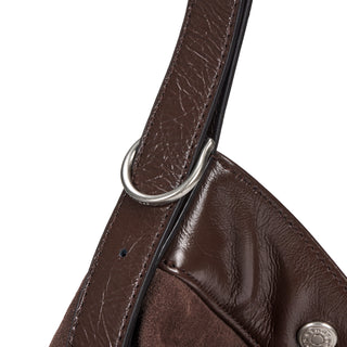 Perfec Button Up Soft Suede Hobo S Rum Brown