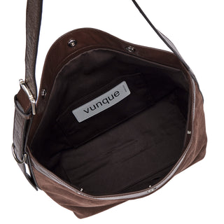 Perfec Button Up Soft Suede Hobo S Rum Brown