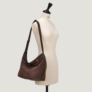Perfec Button Up Soft Suede Hobo S Rum Brown