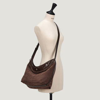 Perfec Button Up Soft Suede Hobo S Rum Brown