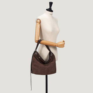 Perfec Button Up Soft Suede Hobo S Rum Brown