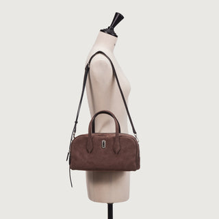 Halfmoon Two Block Suede Tote S Rum Brown