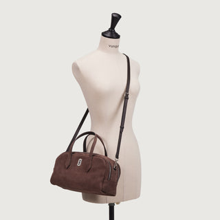 Halfmoon Two Block Suede Tote S Rum Brown