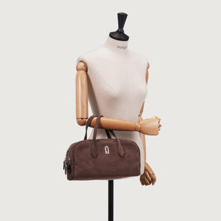 Halfmoon Two Block Suede Tote S Rum Brown