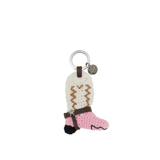 Crochet Western Boots Charm Pink