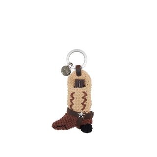 Crochet Western Boots Charm Brown