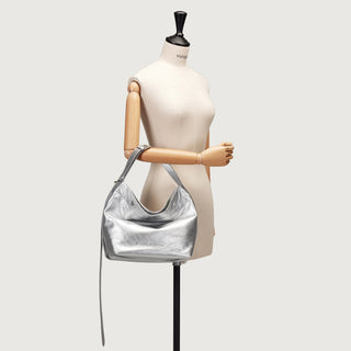 Perfec Button Up Soft Hobo S Silver