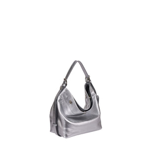 Perfec Button Up Soft Hobo Piccolo Silver