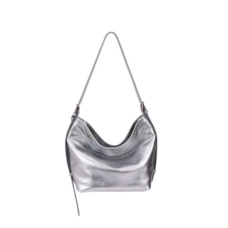 Perfec Button Up Soft Hobo Piccolo Silver