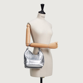 Perfec Button Up Soft Hobo Piccolo Silver