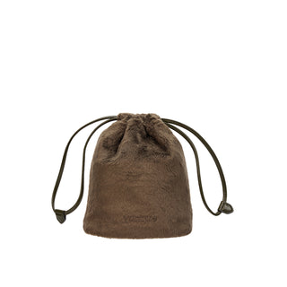 Perfec Drawstring Fur Pouch Funky Khaki