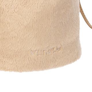 Perfec Drawstring Fur Pouch Beige