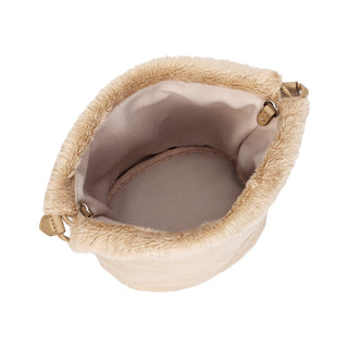 Perfec Drawstring Fur Pouch Beige