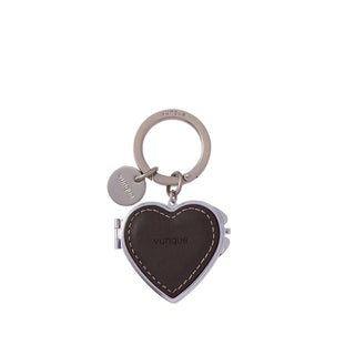 Heart Pocket Mirror Charm Dark Brown