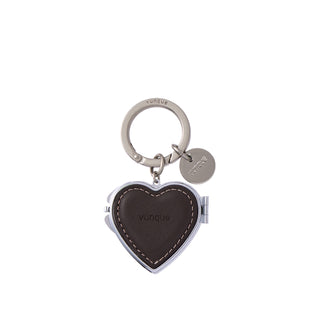 Heart Pocket Mirror Charm Dark Brown