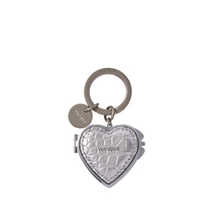 Heart Pocket Mirror Charm Silver