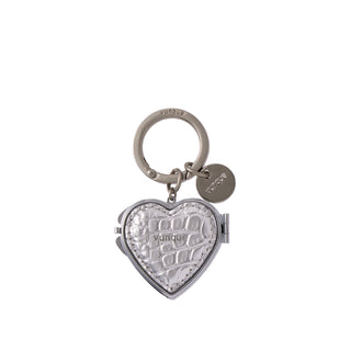 Heart Pocket Mirror Charm Silver