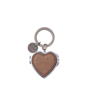 Heart Pocket Mirror Charm Peanut Beige