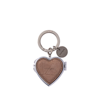 Heart Pocket Mirror Charm Peanut Beige
