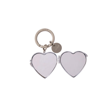 Heart Pocket Mirror Charm Peanut Beige