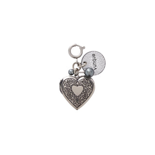 Heart Memory Leather Charm Piccolo Silver