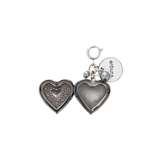Heart Memory Leather Charm Piccolo Silver