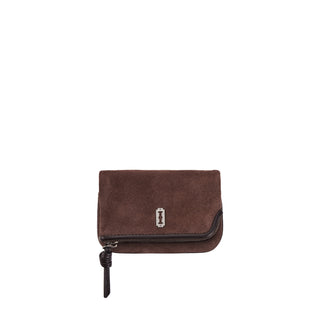 Halfmoon Fold Suede Card Wallet Rum Brown