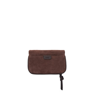 Halfmoon Fold Suede Card Wallet Rum Brown