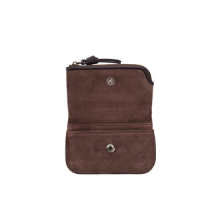 Halfmoon Fold Suede Card Wallet Rum Brown