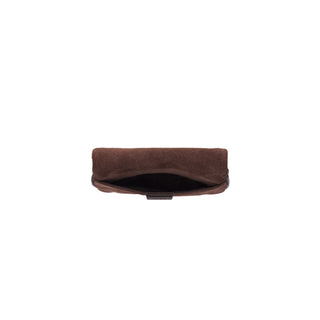 Halfmoon Fold Suede Card Wallet Rum Brown