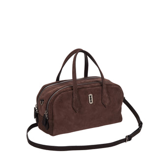Halfmoon Two Block Suede Tote S Rum Brown