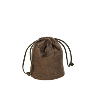 Perfec Drawstring Fur Pouch Funky Khaki