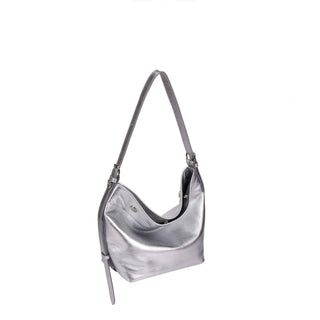 Perfec Button Up Soft Hobo Piccolo Silver