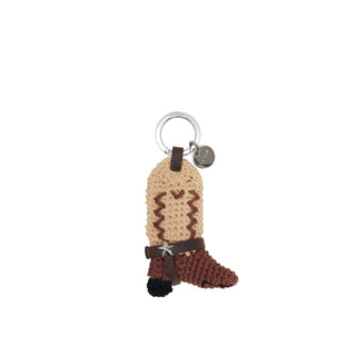 Crochet Western Boots Charm Brown